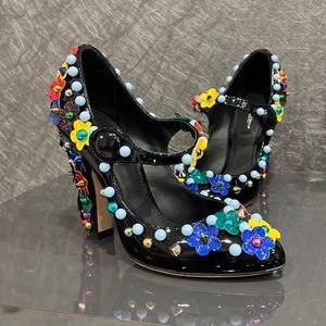 DOLCE &.GABBANA Patent Leather Ornate Fringe Shoes size 38